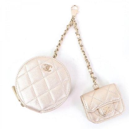 CHANEL Coin case AP2199 Lambskin, Leather pink Matelasse Coin case AirPods Pro case 2024 Years Gift Women
