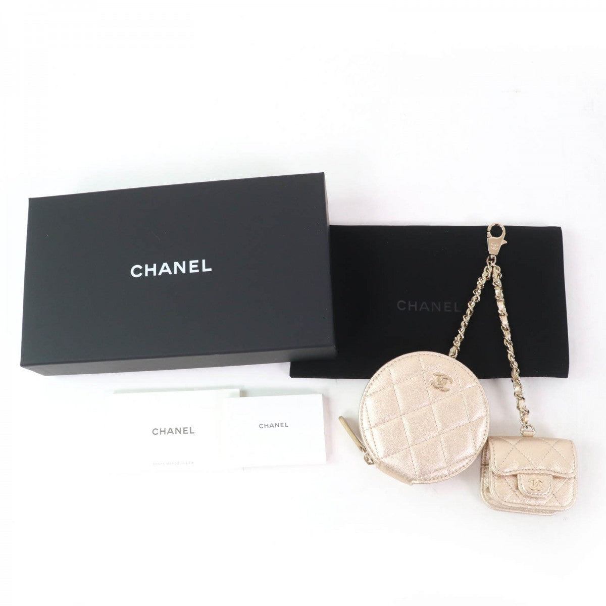 CHANEL Coin case AP2199 Lambskin, Leather pink Matelasse Coin case AirPods Pro case 2024 Years Gift Women