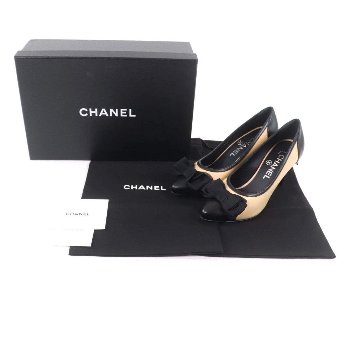 CHANEL pumps 17P G32397 Main: Leather Beige black Women 35.5