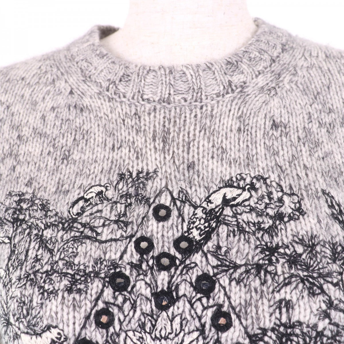 Christian Dior knit 344S57XM141 Main: 86% cashmere, Main: 5% alpaca, Main: 5% mohair, Main: 4% nylon, Part: 100% cotton gray Etoile de Voyage Women 38