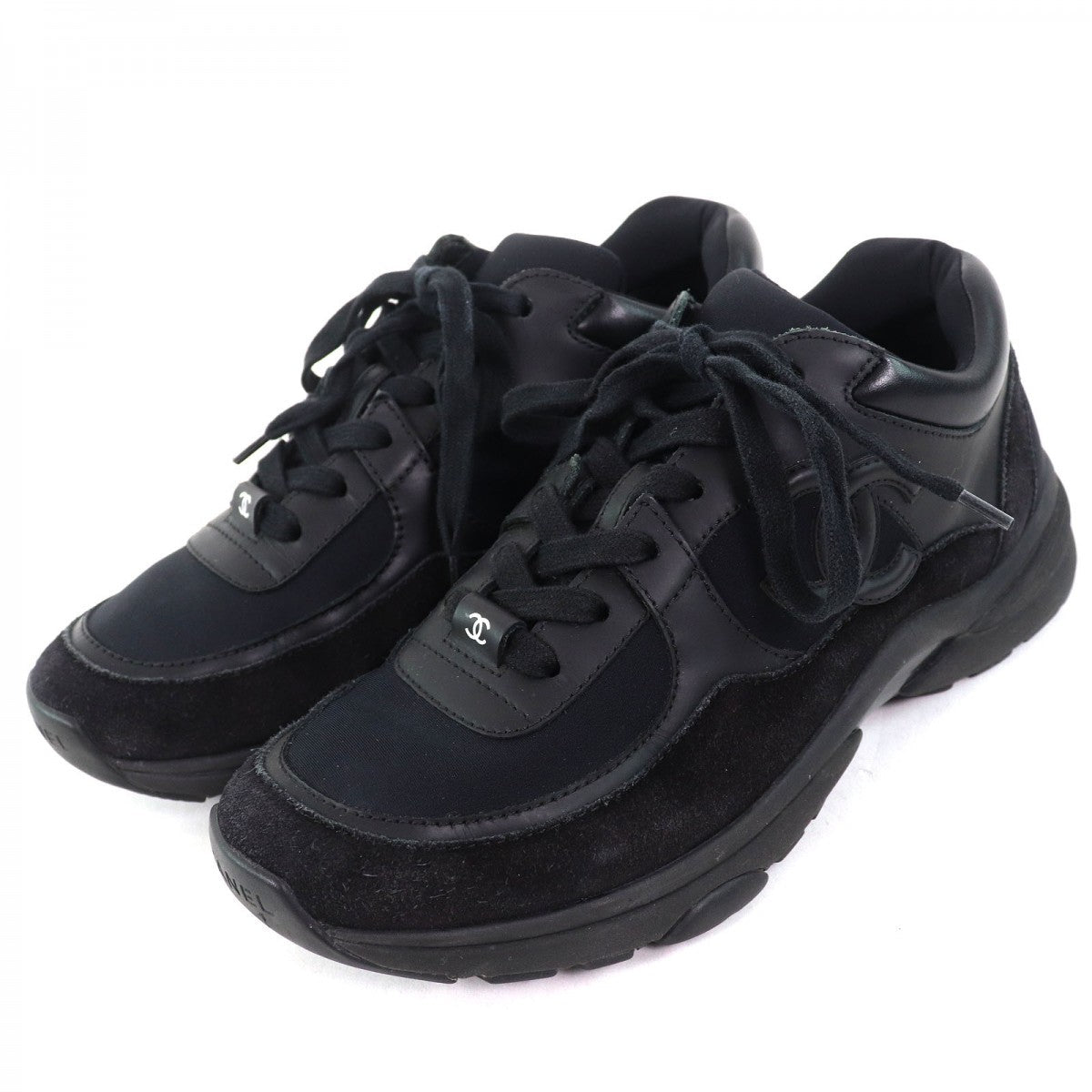 CHANEL sneakers G33745 Main: suede leather, part: leather All black Women 36.5