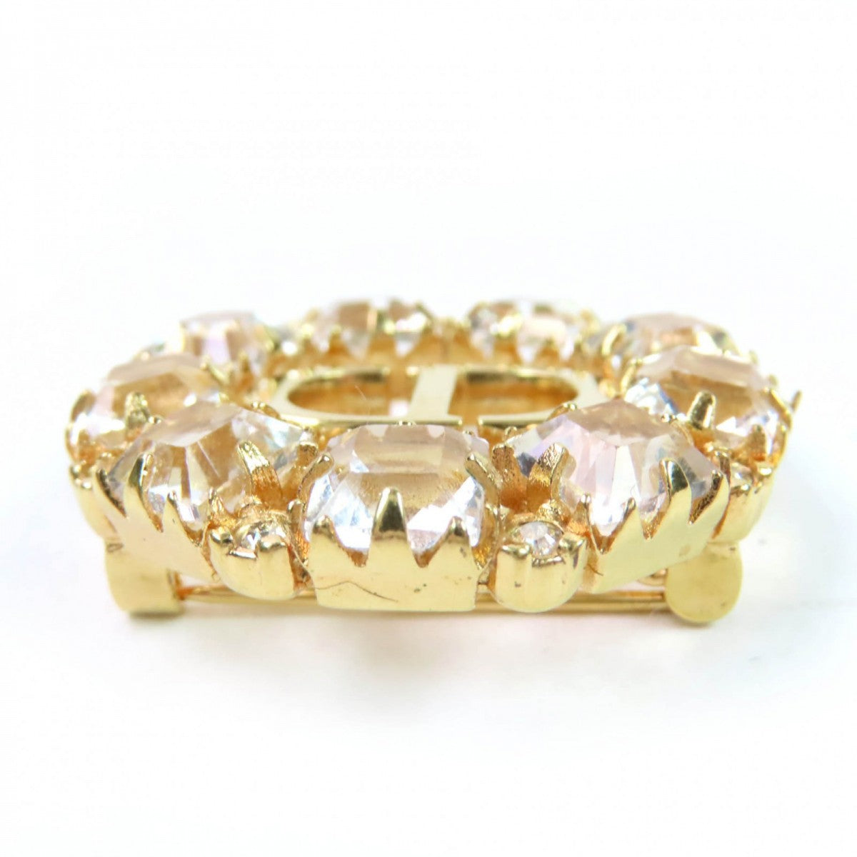 Christian Dior Brooch Gold Plated, Rhinestone gold PETIT CD
