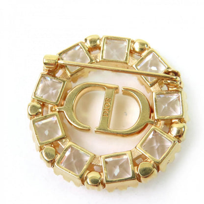 Christian Dior Brooch Gold Plated, Rhinestone gold PETIT CD