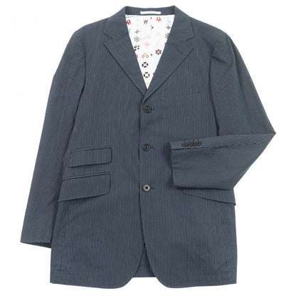 BURBERRY BLACK LABEL tailored jacket BME62-209-29 Outer: 93% cotton, Outer: 4% polyurethane, Outer: 3% polyester, Lining: polyester, Sleeve lining: cupra Navy Stripe Pattern mens M