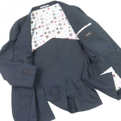 BURBERRY BLACK LABEL tailored jacket BME62-209-29 Outer: 93% cotton, Outer: 4% polyurethane, Outer: 3% polyester, Lining: polyester, Sleeve lining: cupra Navy Stripe Pattern mens M