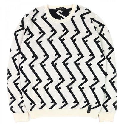 FENDI knit FZZ489 Main: 100% wool Ivory black mens 54