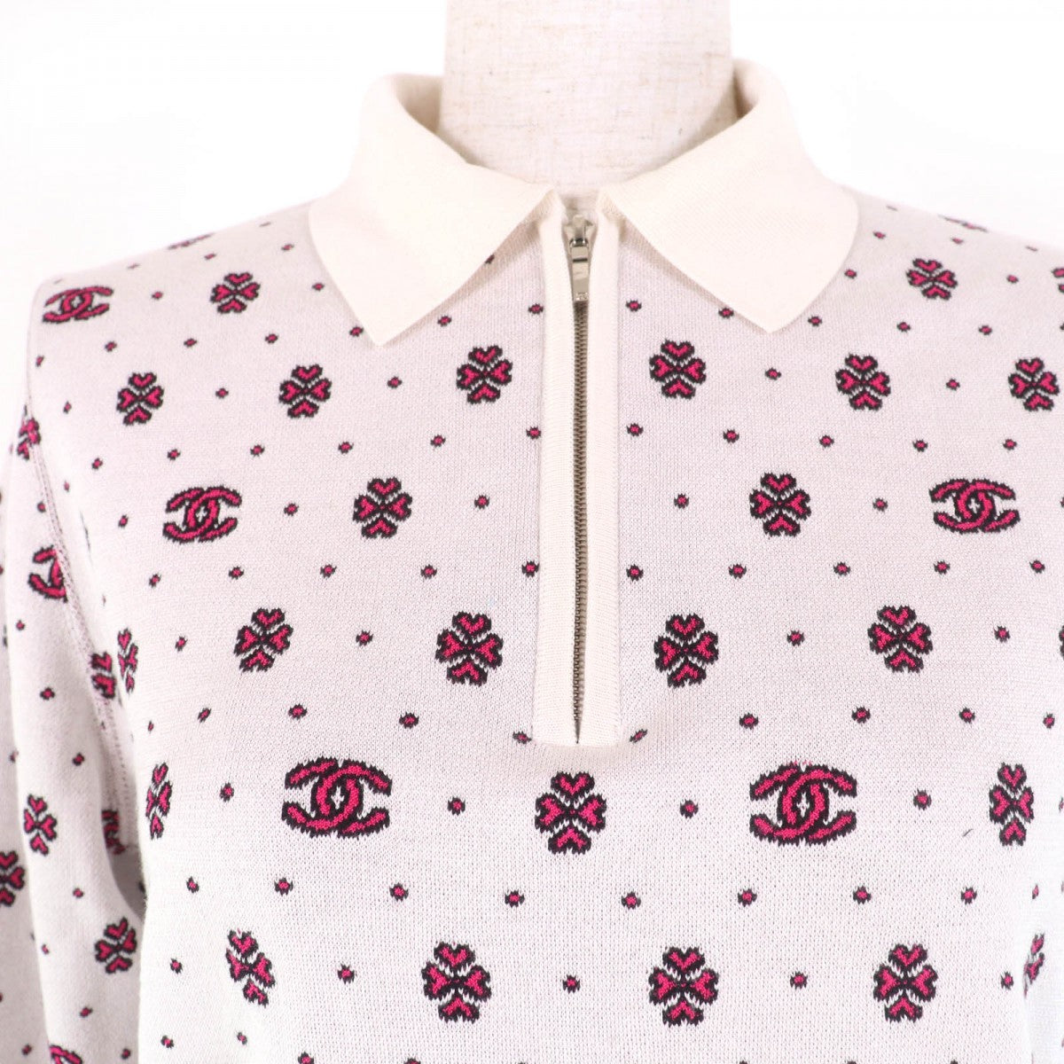 CHANEL knit P74276K10699 Main: 60% silk, Main: 22% cotton, Main: 15% viscose, Main: 3% polyester Ivory pink Women 36