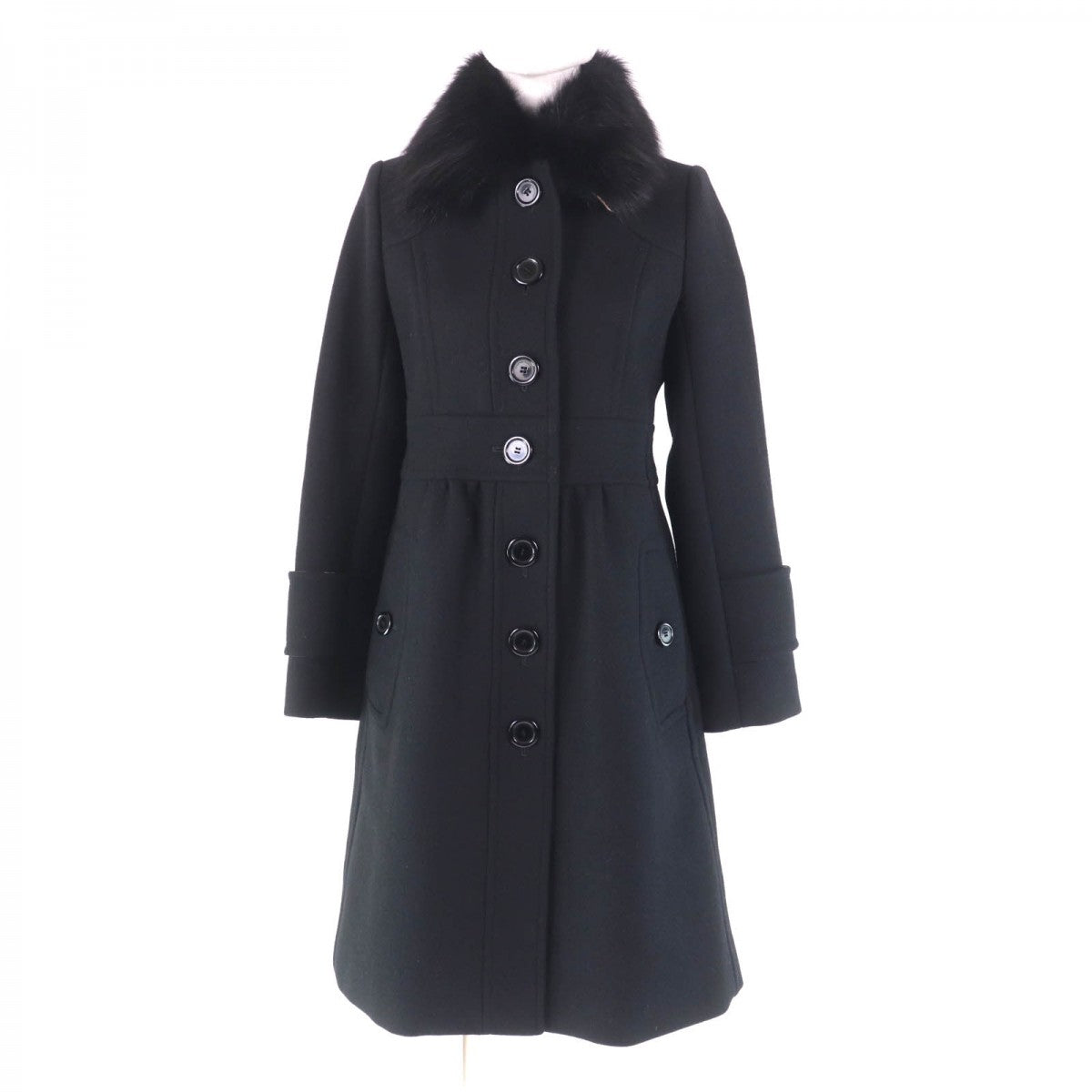 BURBERRY BLUE LABEL coat FNF10-772-09 Main: 60% wool, Main: 40% angora, Part: 100% wool, Fur: Fox black Women 38