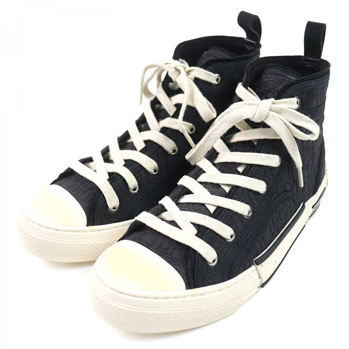 Dior HOMME High cut sneakers 3SH118ZBK Canvas, Fabric black Quilted Oplique All-Over Pattern B23 mens 40
