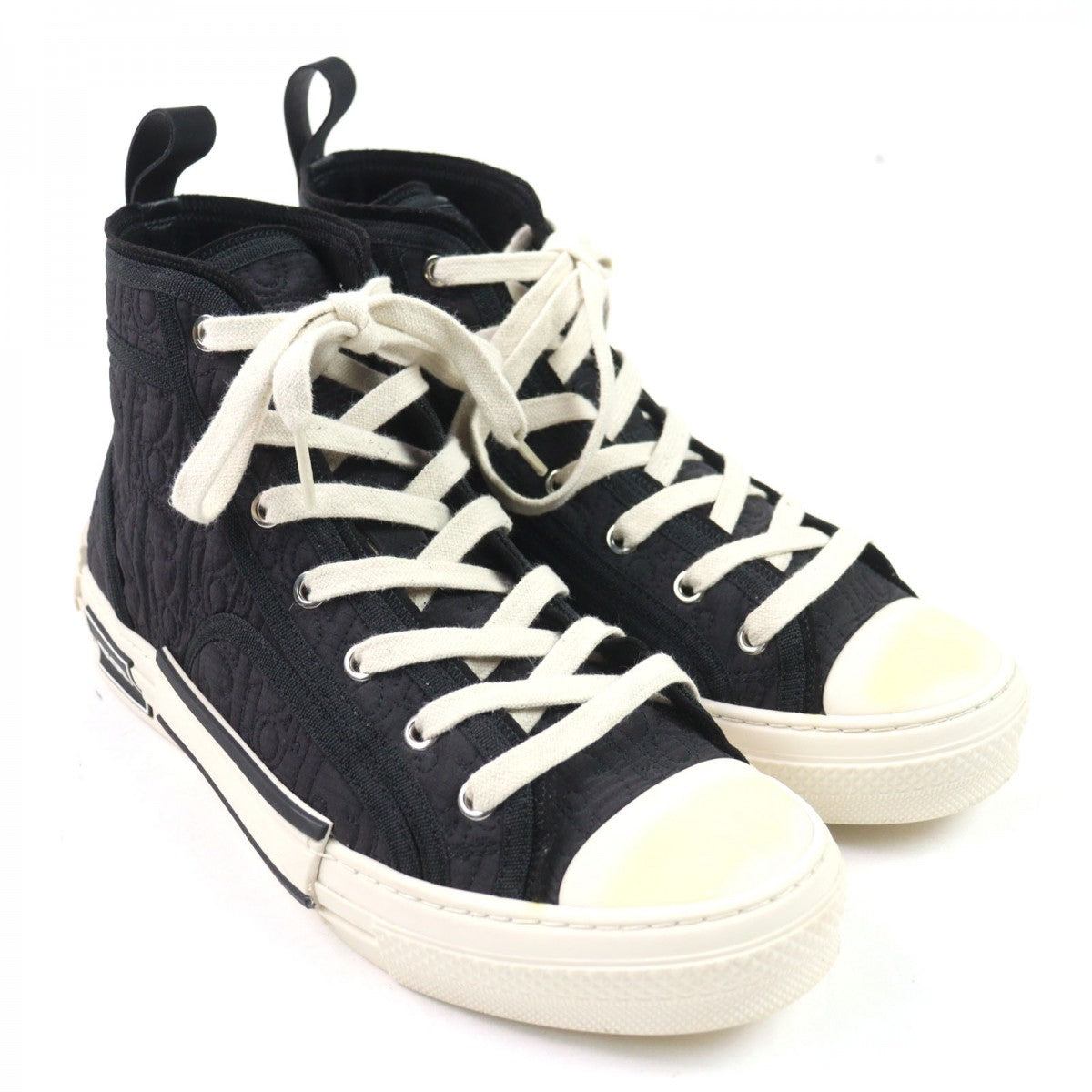 Dior HOMME High cut sneakers 3SH118ZBK Canvas, Fabric black Quilted Oplique All-Over Pattern B23 mens 40