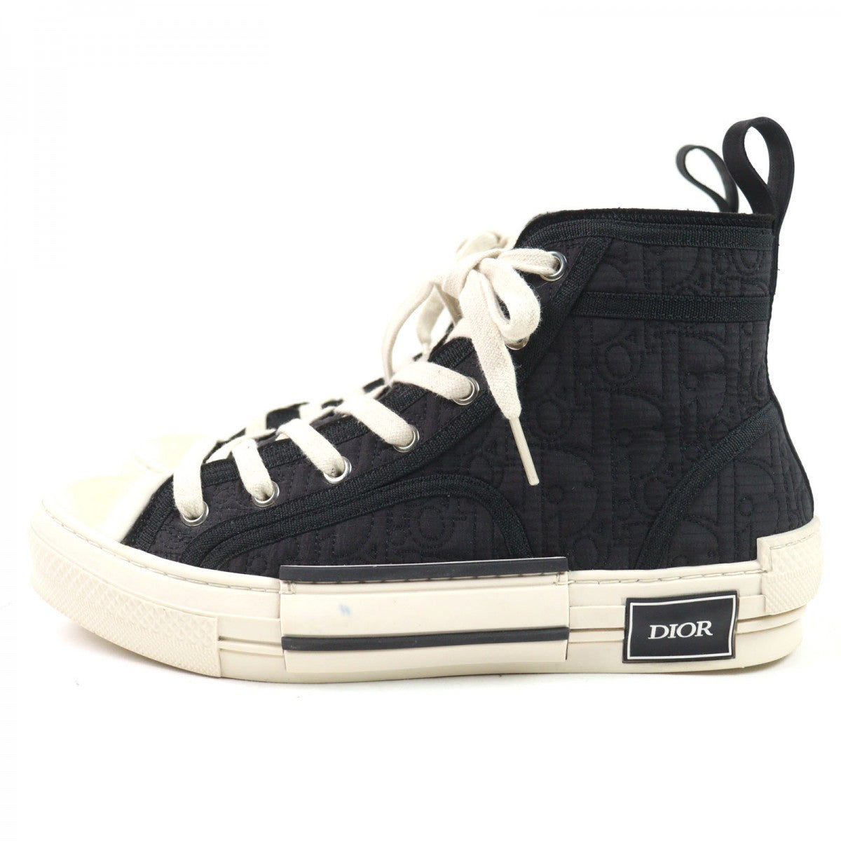 Dior HOMME High cut sneakers 3SH118ZBK Canvas, Fabric black Quilted Oplique All-Over Pattern B23 mens 40