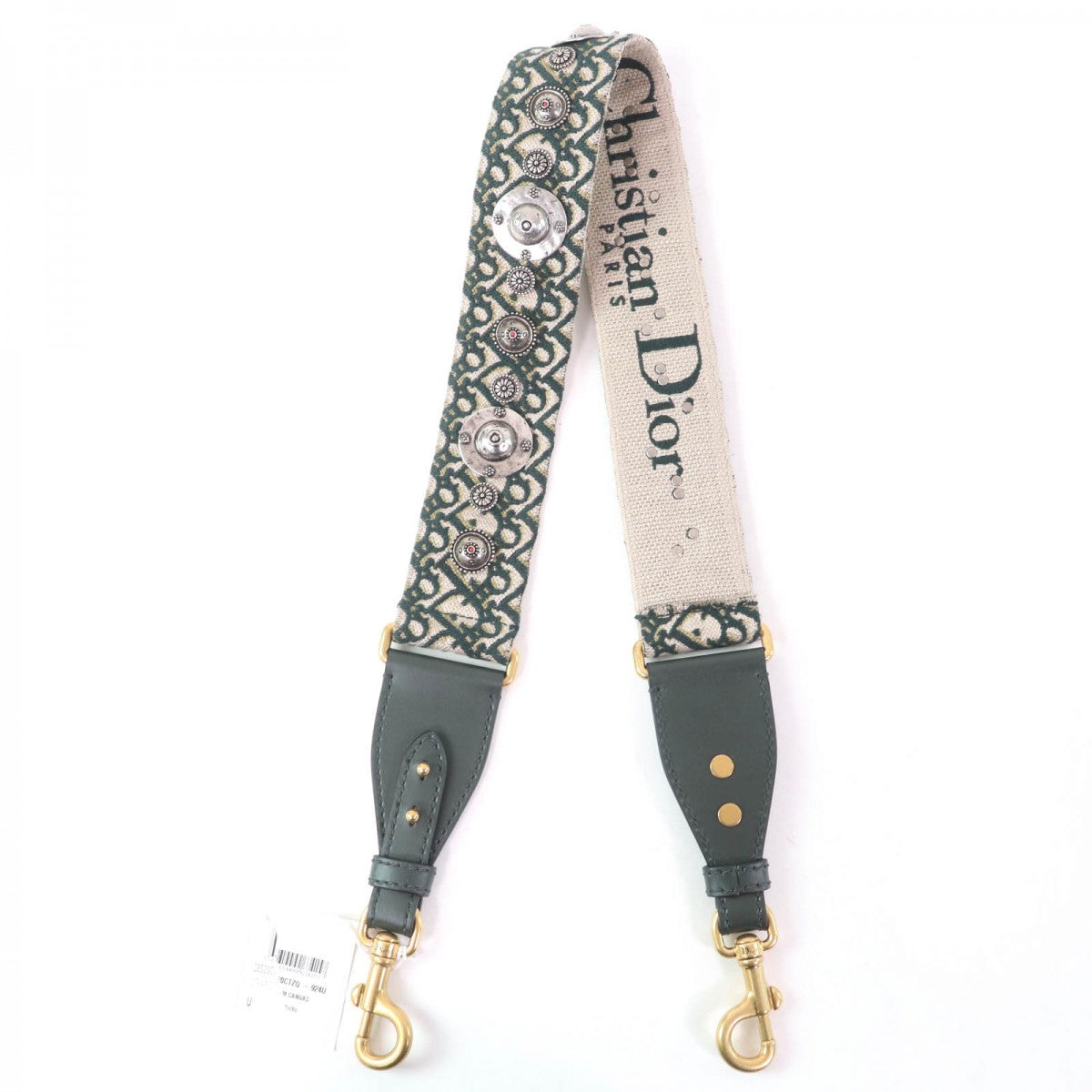 Christian Dior Shoulder strap Canvas, Leather Green type Trotter Embroidered shoulder strap Women
