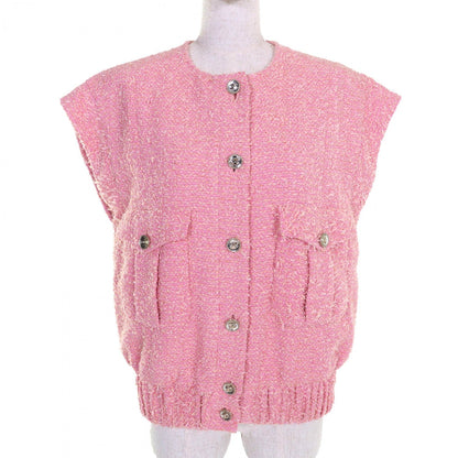 CHANEL Vest 21S P70600V61482 cotton pink 38