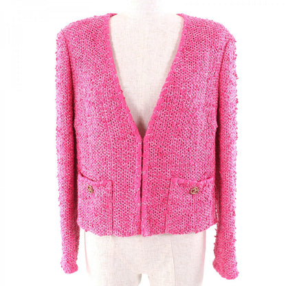 CHANEL No color jacket P70041 Outer: 81% cotton, Outer: 13% acrylic, Outer: 3% polyester, Outer: 3% polyamide, Lining: 100% silk pink Women 36