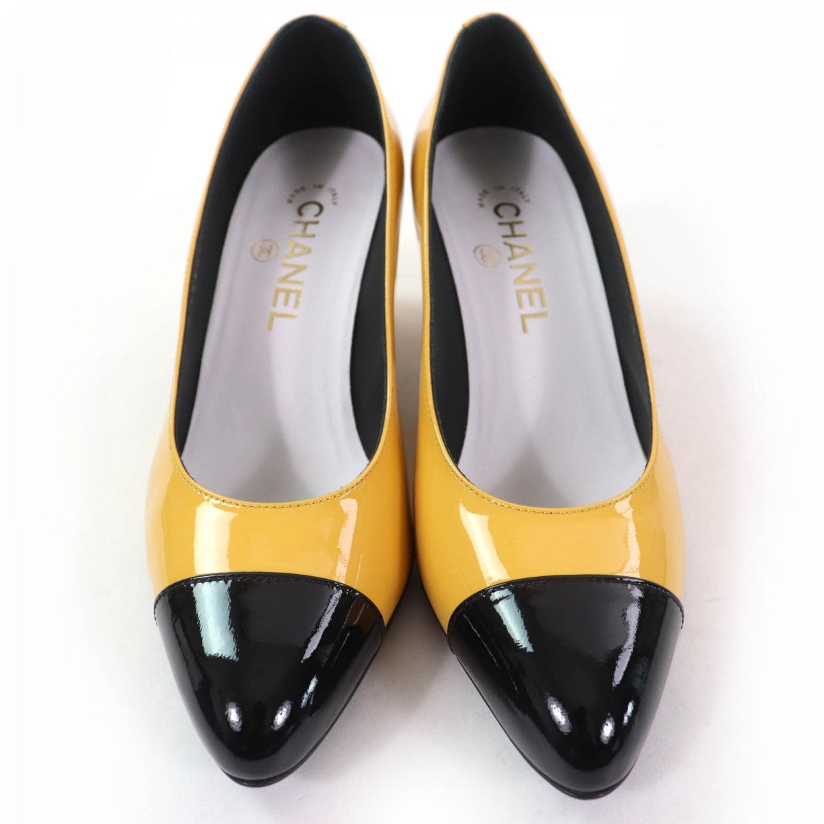 CHANEL pumps G45053 Main: Patent leather Yellow black Women 37