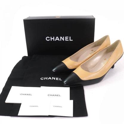 CHANEL pumps Main: Leather Beige black Women 37.5