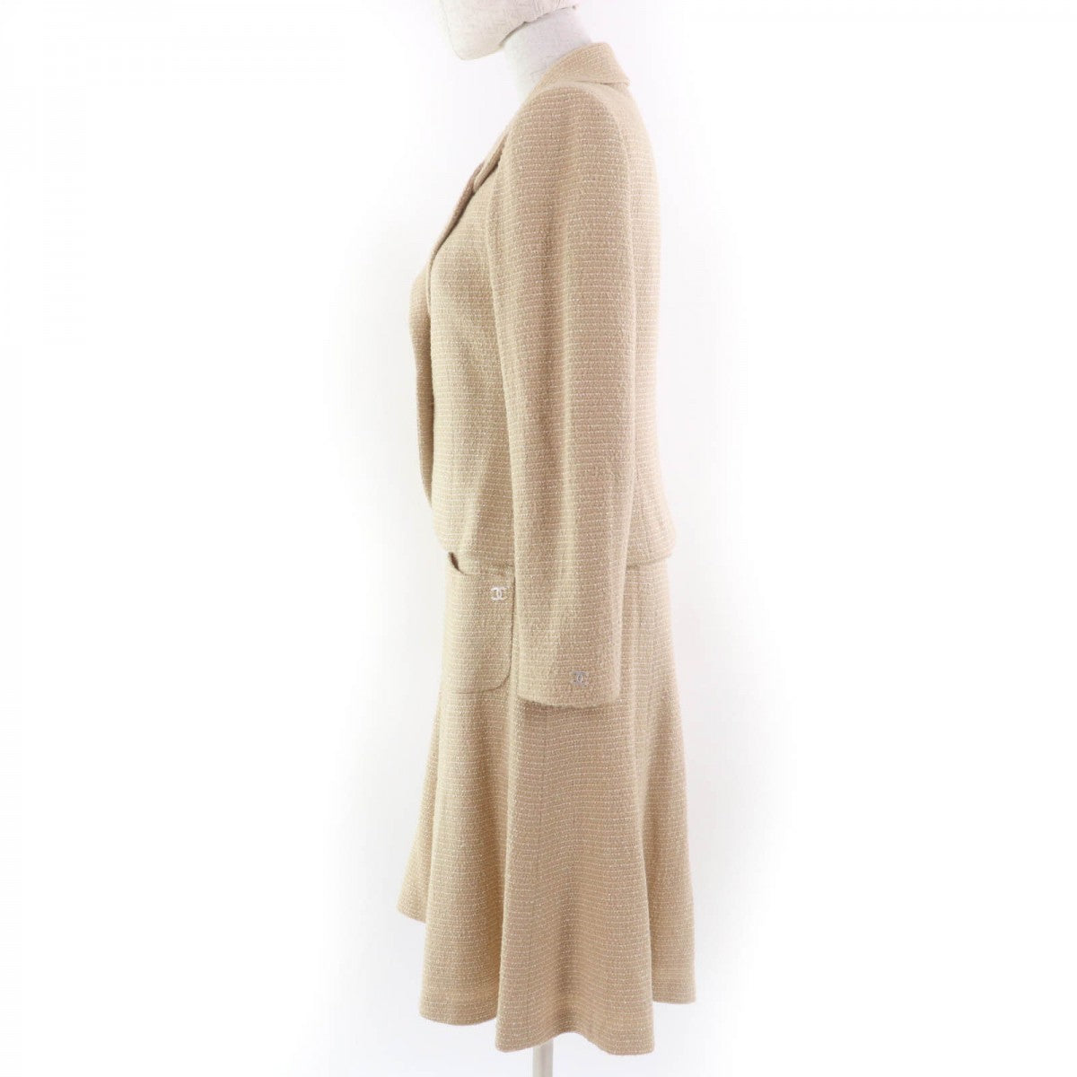 CHANEL setup 02C P18870V10901 Main: 75% wool, Main: 20% rayon, Main: 5% nylon, Lining: 95% silk, Lining: 5% spandex beige Women 38