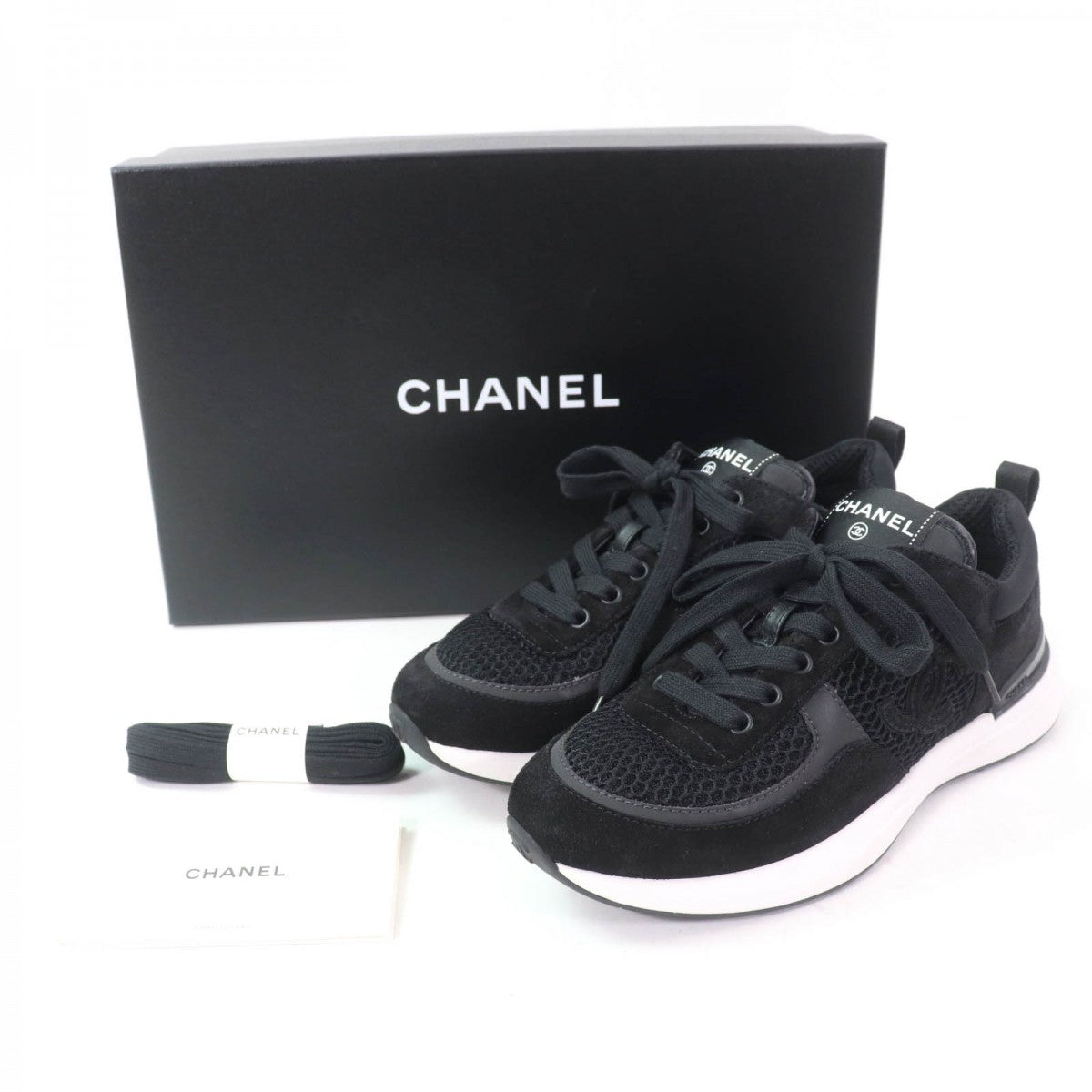 CHANEL Low cut sneakers 22P G38800 Main: Suede leather black Women 36