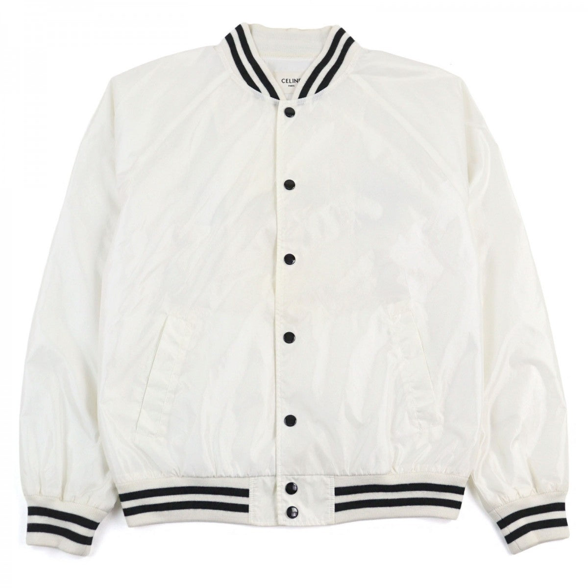 CELINE Blouson 2W365495M Outer: 100% nylon, Lining: 55% polyester, Lining: 45% rayon, Part: 50% wool, Part: 50% acrylic White black mens 44