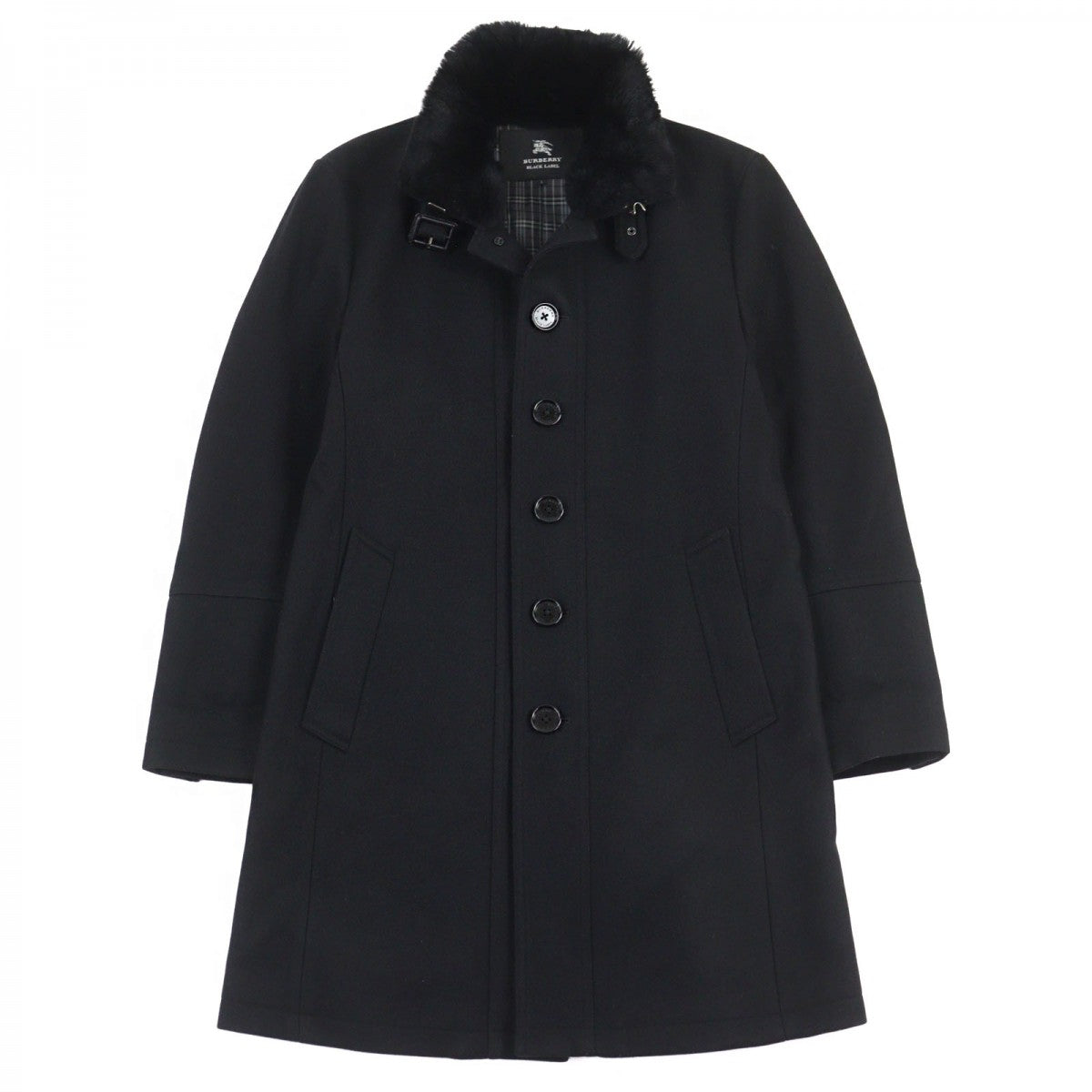 BURBERRY BLACK LABEL coat D1B93-206-09 Outer material: 75% wool, Outer material: 20% nylon, Outer material: 5% cashmere, Fur: rabbit, Part: cowhide black mens L