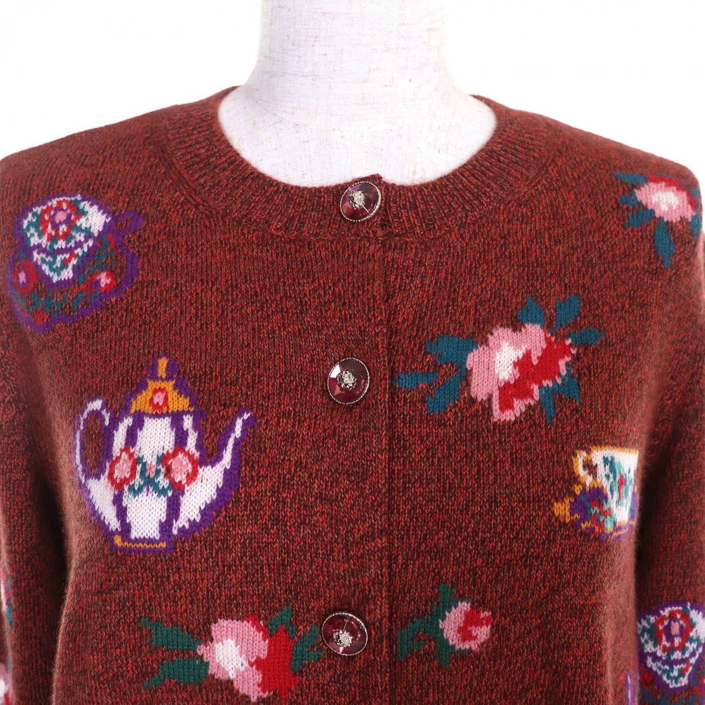 CHANEL cardigan P77589 cashmere Brown multicolor 42