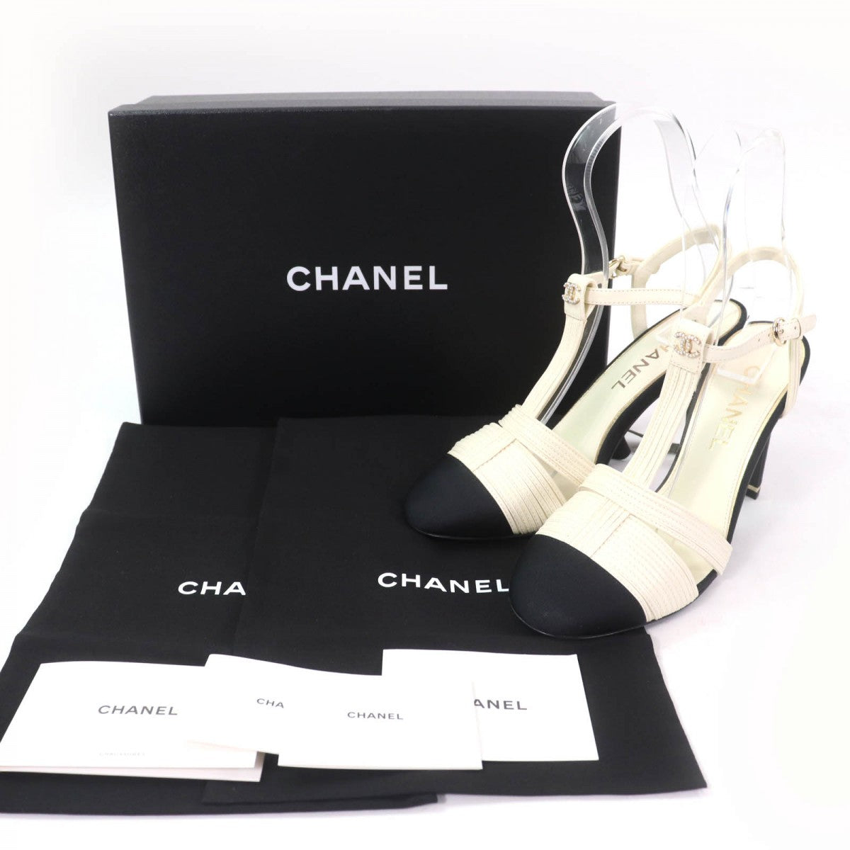 CHANEL Sandals 23C G39016 leather Ivory black 37.5