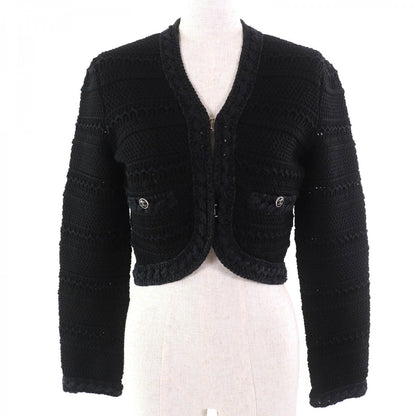 CHANEL cardigan 21P P70500 cotton black 36