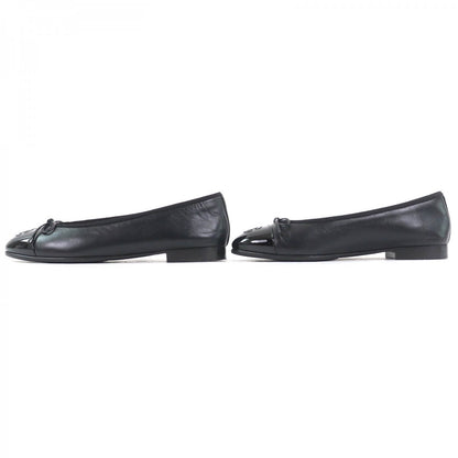 CHANEL pumps G02819 leather black ballerina 36.5