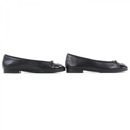 CHANEL pumps G02819 leather black ballerina 36.5