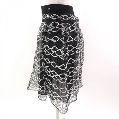 CHANEL flare skirt P58857 polyester Black White 36