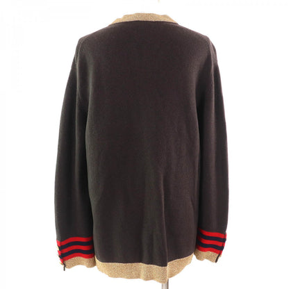 CHANEL cardigan 09A P36174 cashmere Dark brown gold 40