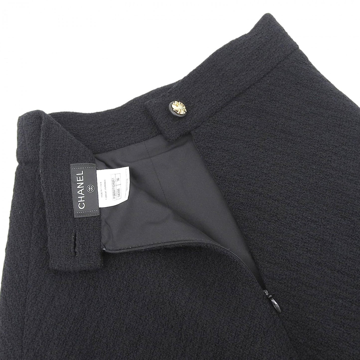 CHANEL skirt P36027 wool black 36