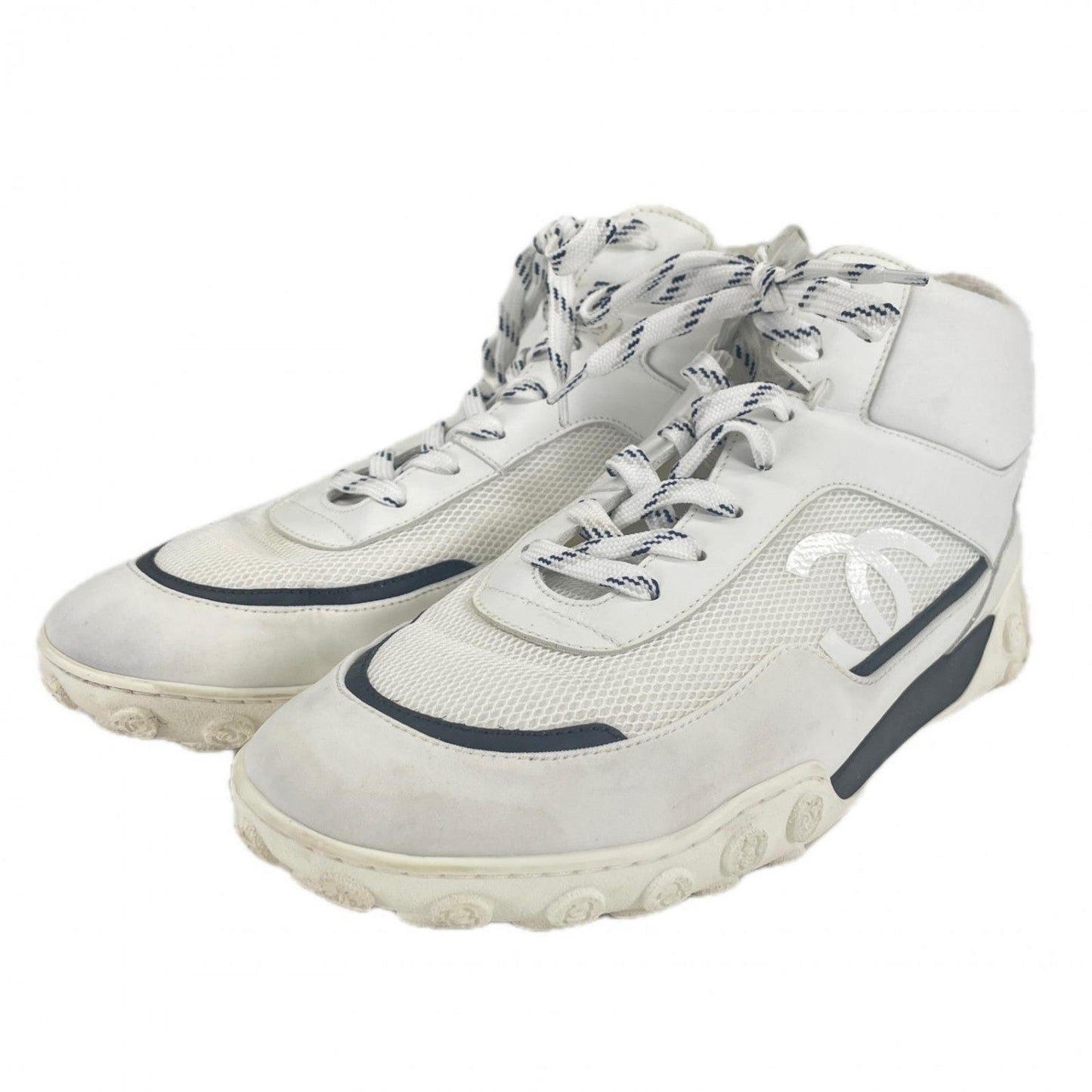 CHANEL High cut sneakers G34459 mesh white 40