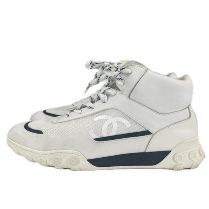 CHANEL High cut sneakers G34459 mesh white 40