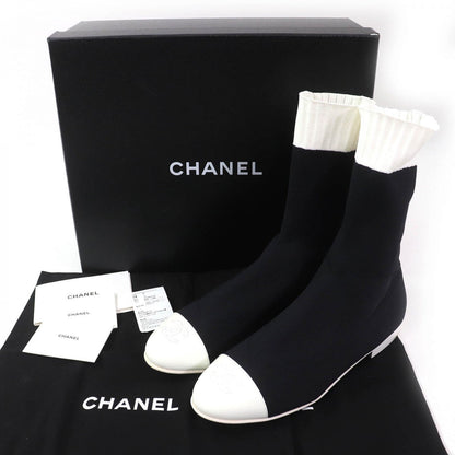 CHANEL boots 19C G34308 Patent leather Black White 38