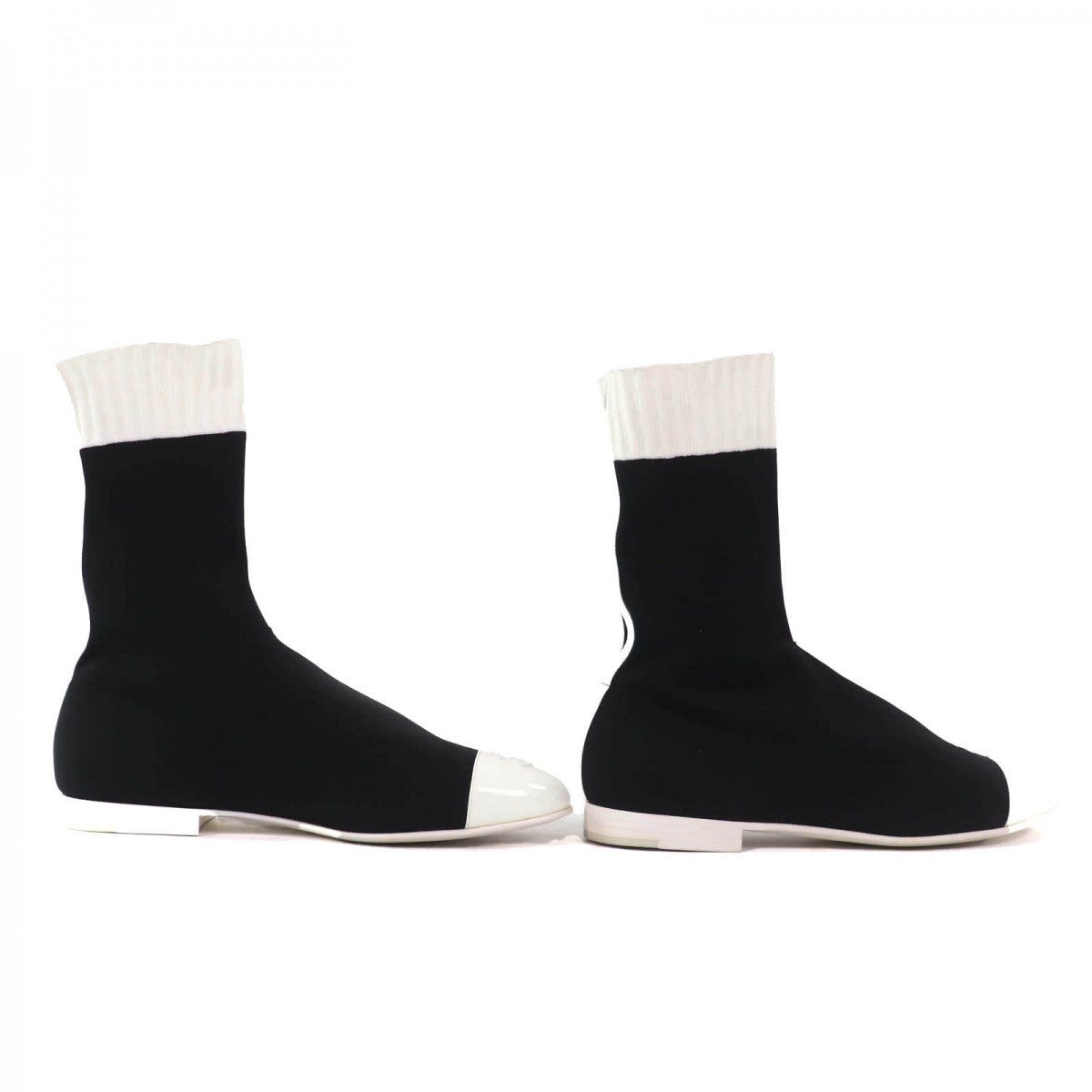 CHANEL boots 19C G34308 Patent leather Black White 38