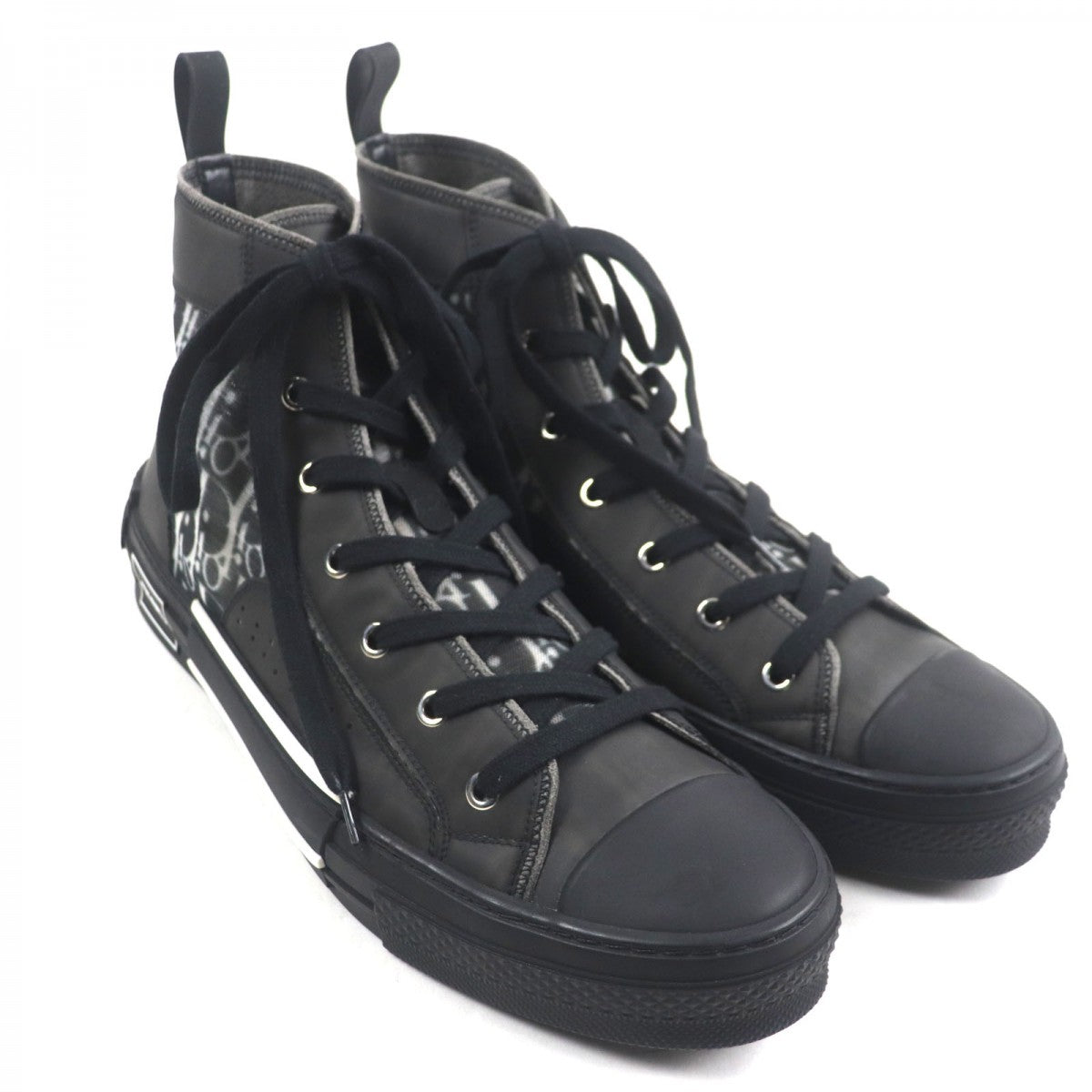 Dior HOMME High cut sneakers 3SH118YJP fabric black B23 Oblique 45