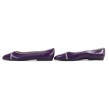 CHANEL pumps leather Purple white 37