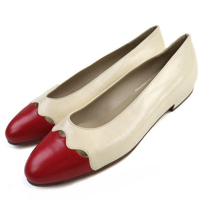 CHANEL pumps leather Ivory Red 37