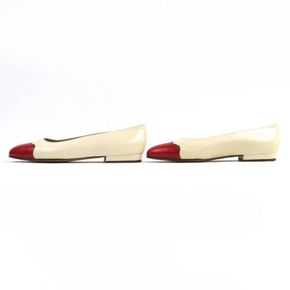 CHANEL pumps leather Ivory Red 37