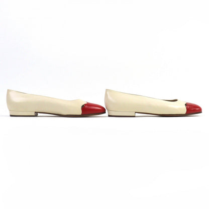 CHANEL pumps leather Ivory Red 37
