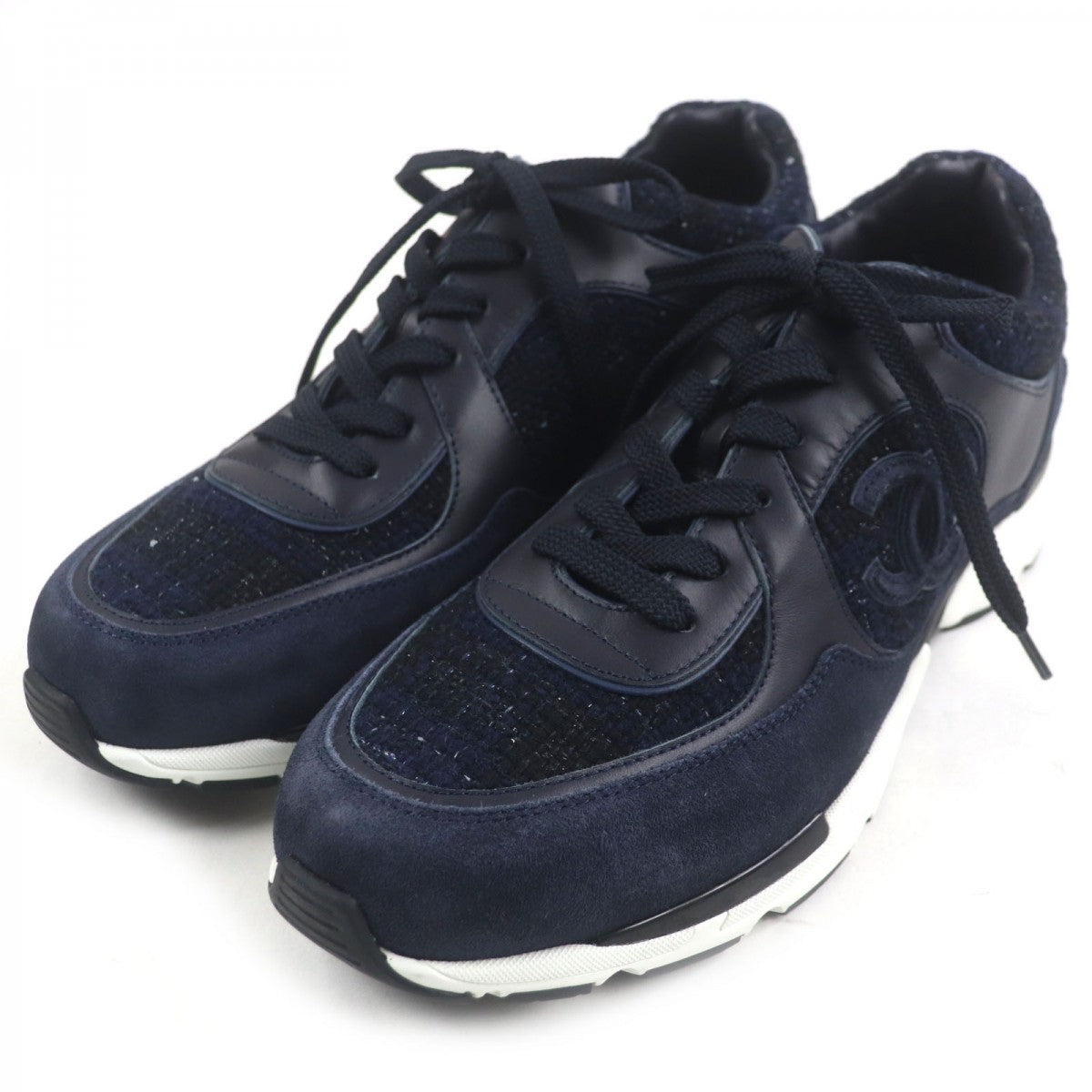 CHANEL sneakers G39068 canvas Navy 43