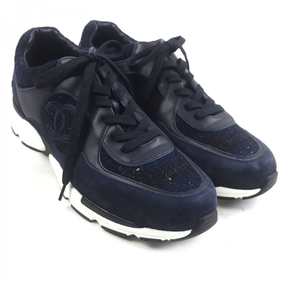 CHANEL sneakers G39068 canvas Navy 43