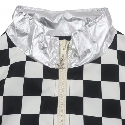 CELINE Blouson 2W420819L Nylon Silver White Black Loose Checkerboard Boule 46