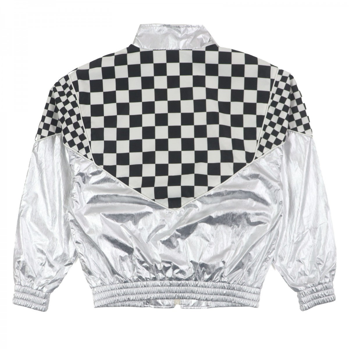 CELINE Blouson 2W420819L Nylon Silver White Black Loose Checkerboard Boule 46