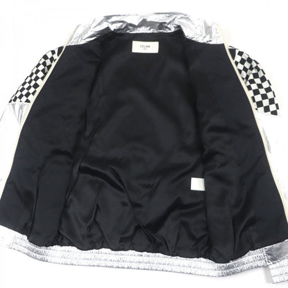 CELINE Blouson 2W420819L Nylon Silver White Black Loose Checkerboard Boule 46