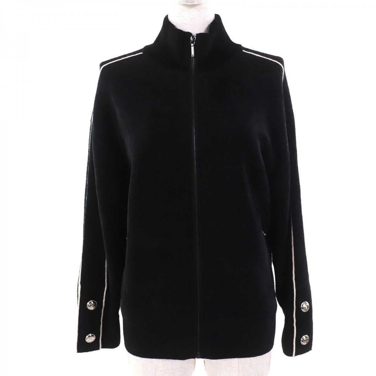 CHANEL Blouson P65657 cashmere Black White XS