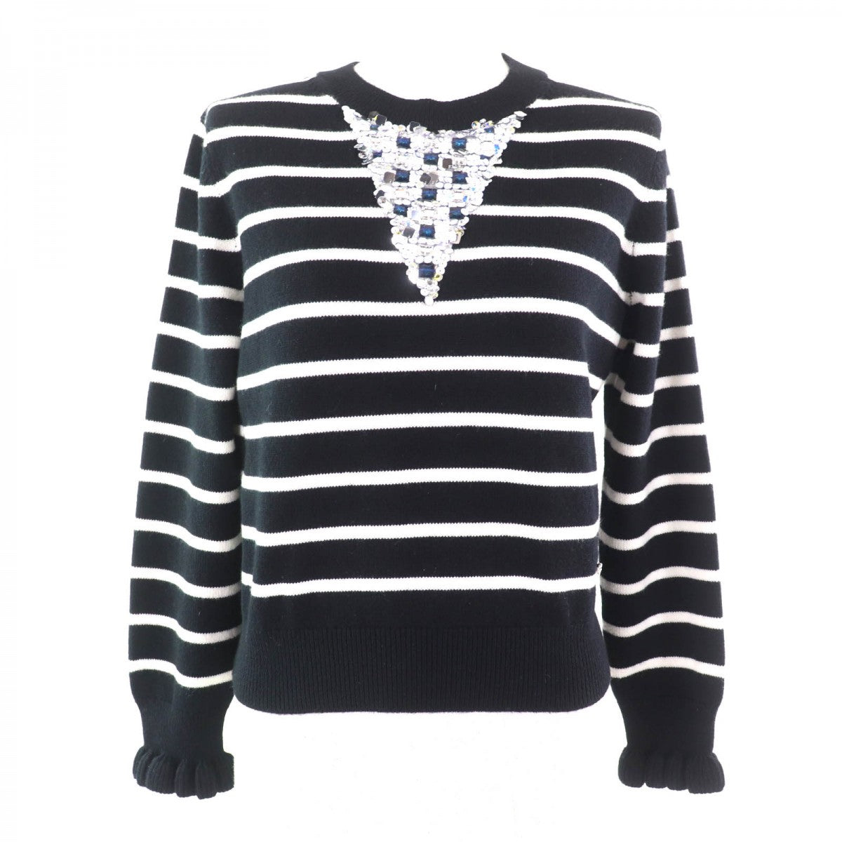 CHANEL knit P74115 cashmere Black White 36