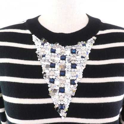 CHANEL knit P74115 cashmere Black White 36