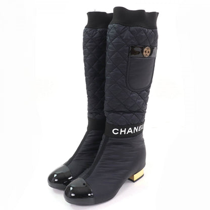 CHANEL Knee-high boots G38428 leather black 36